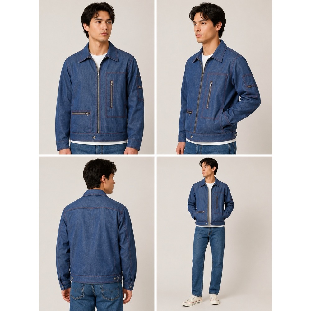 McGregor Denim Jacket‎ Mens 42 Blue Vintage 70s Zip Utility Workwear Made in USA